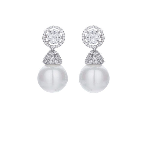 Minaki Solitaire Pearl Drop Earrings