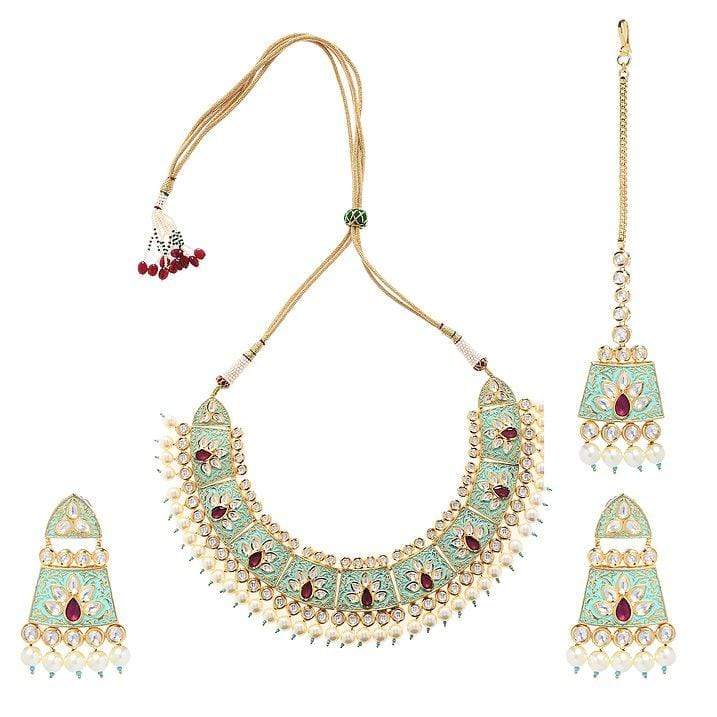 MINAKI ENAMELLED KUNDAN CHOKER SET