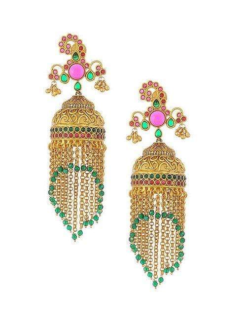 MINAKI Earrings FLORAL TEMPLE EARRINGS - JHUMKAS
