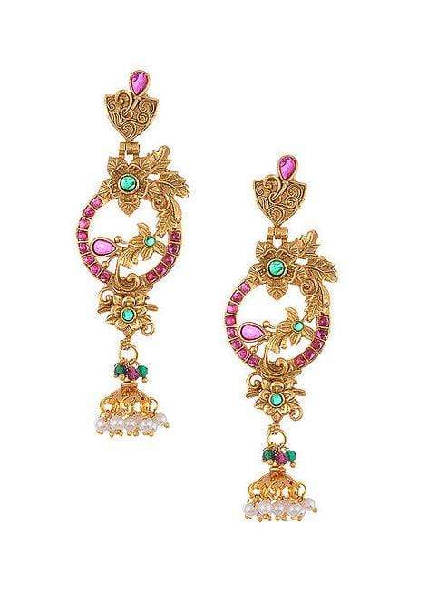 MINAKI Earrings FLORAL TEMPLE EARRINGS - JHUMKIS