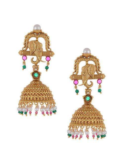 MINAKI Earrings GANESHA TEMPLE EARRINGS (JHUMKAS)