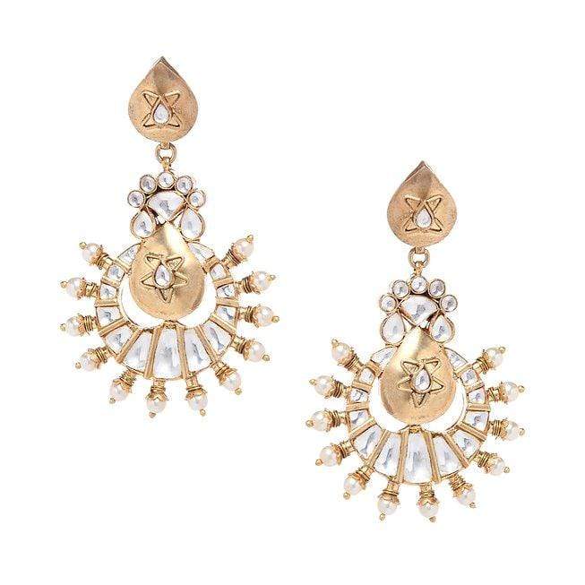 MINAKI Earrings JADAU CHANDBALIS WITH PEARLS
