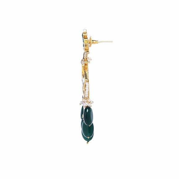MINAKI Earrings KUNDAN CHANDBALIS WITH EMERALD COLORED BEADS
