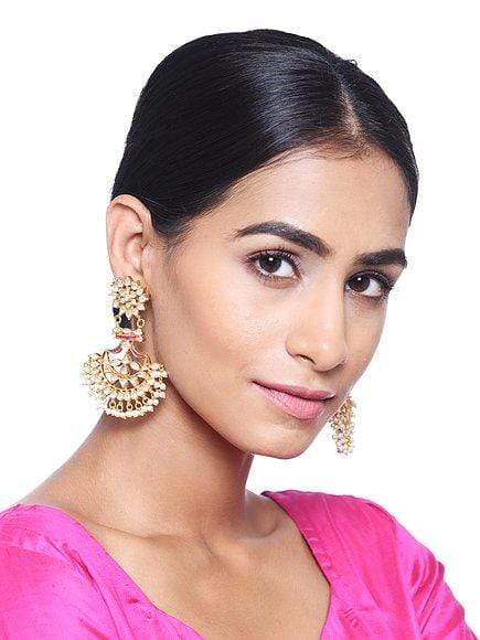 MINAKI Earrings KUNDAN CHANDBALIS WITH PEARLS