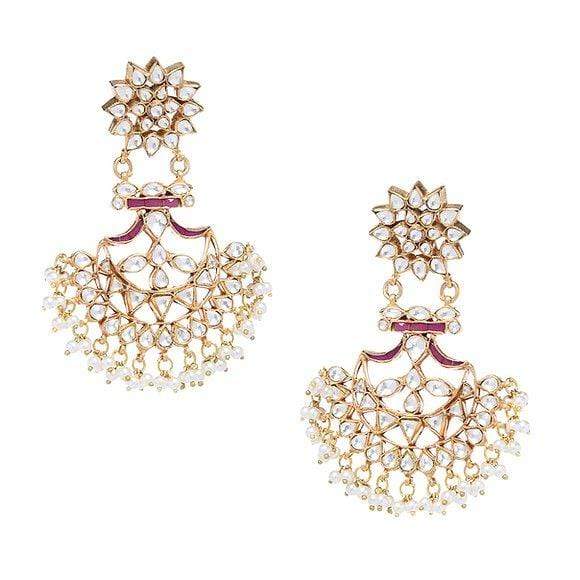 MINAKI Earrings KUNDAN CHANDBALIS WITH PEARLS