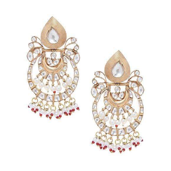 MINAKI Earrings KUNDAN CHANDBALIS WITH PEARLS
