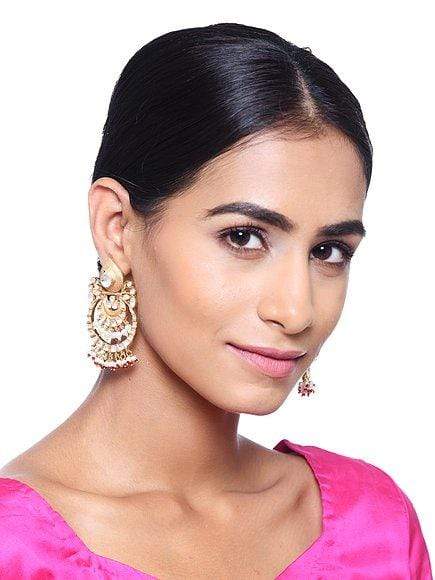 MINAKI Earrings KUNDAN CHANDBALIS WITH PEARLS