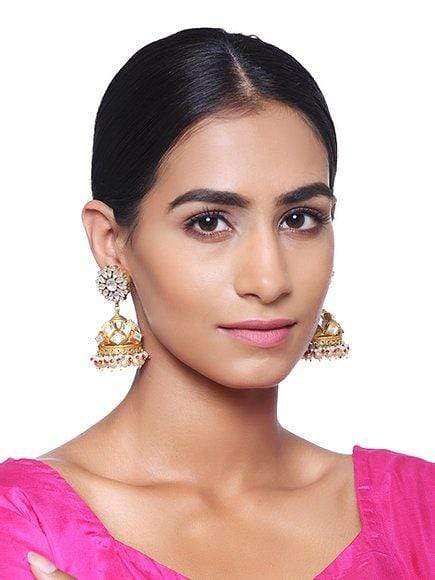 MINAKI Earrings KUNDAN JHUMKAS WITH PEARLS