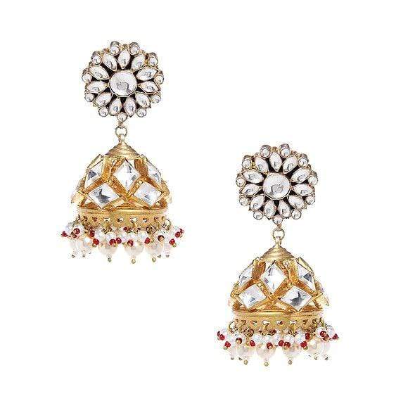 MINAKI Earrings KUNDAN JHUMKAS WITH PEARLS