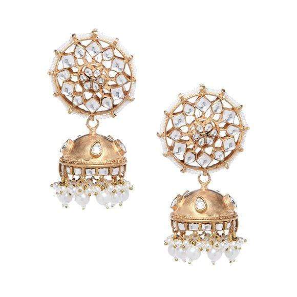 MINAKI Earrings KUNDAN JHUMKAS WITH PEARLS