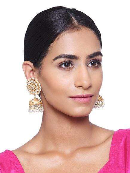 MINAKI Earrings KUNDAN JHUMKAS WITH PEARLS