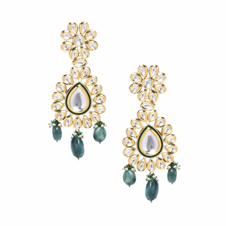 Minaki Kundan Set With Emerald Stones