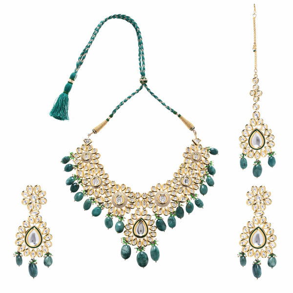 Minaki Kundan Set With Emerald Stones