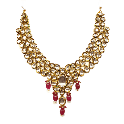 Minaki Kundan Set With Ruby Colored Stones