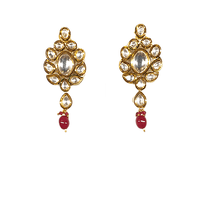 Minaki Kundan Set With Ruby Colored Stones