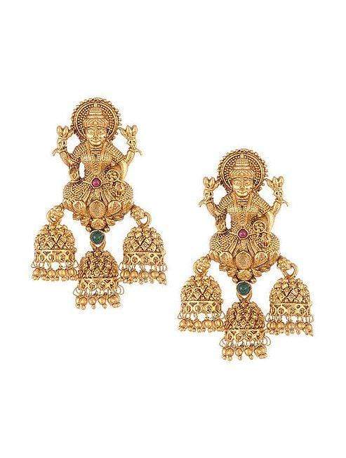MINAKI Earrings LAXMI TEMPLE EARRINGS - JHUMKAS