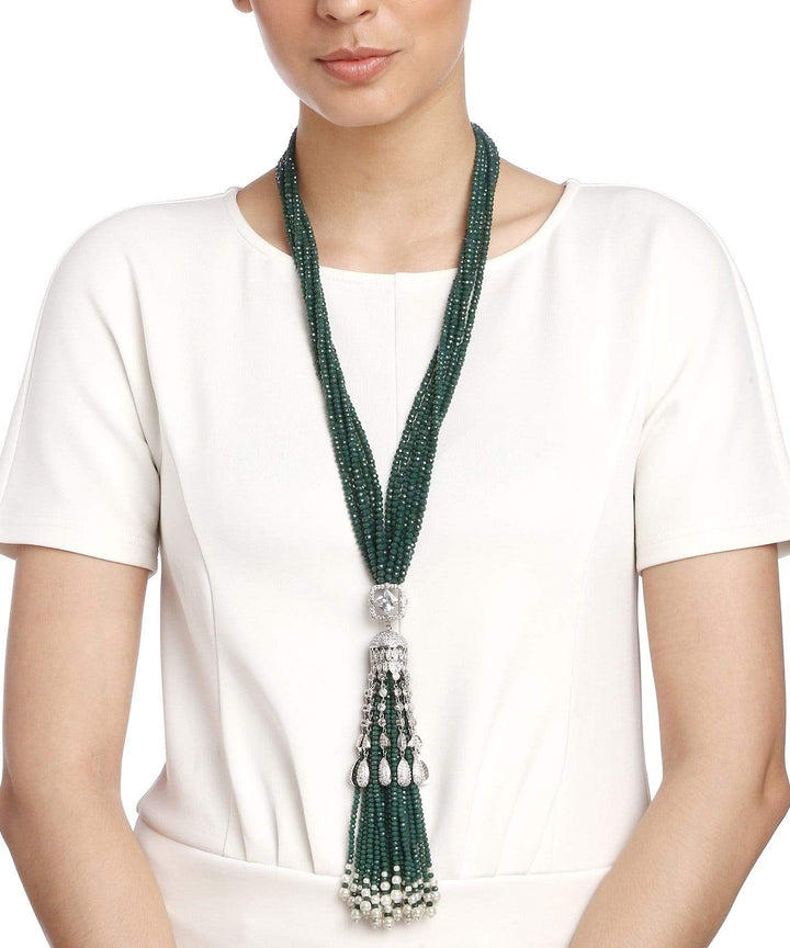 Minaki Multi Layer Necklace With Tassel Pendant