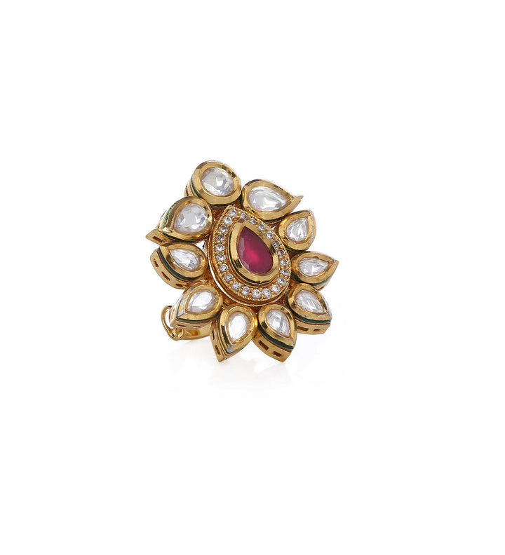 MINAKI Rings ROSE PETAL KUNDAN RING