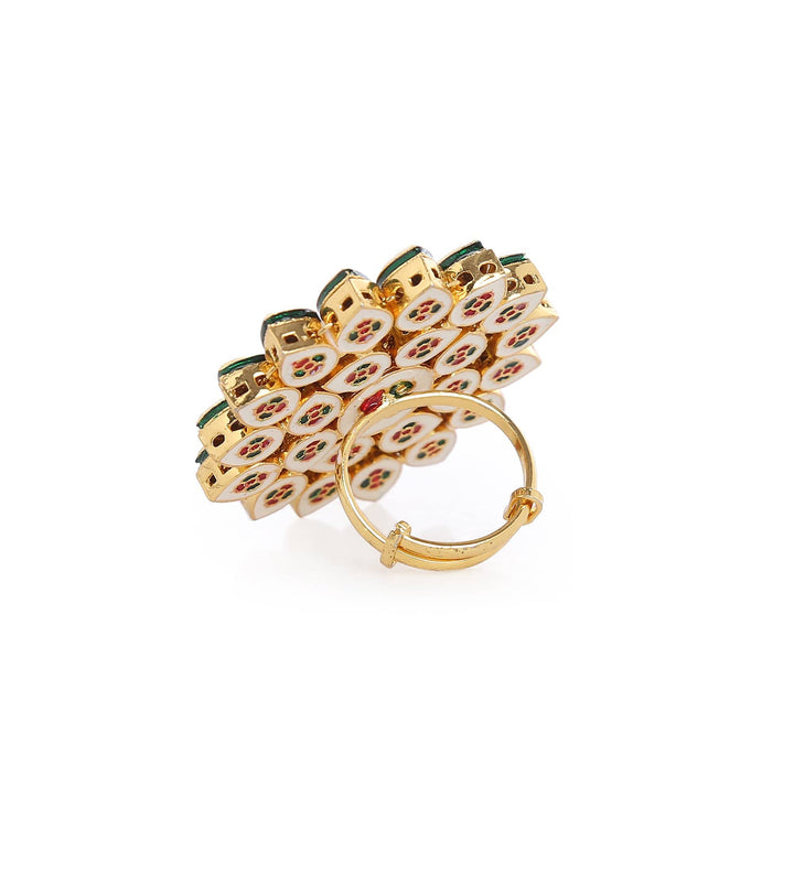 MINAKI Rings SUNFLOWER KUNDAN RING