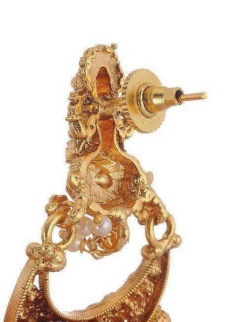 MINAKI Earrings TEMPLE EARRINGS  - CHANDBALIS WITH PEARLS AND COLORED STONES