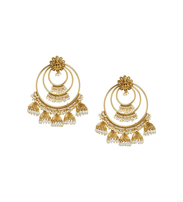 MINAKI Earrings TEMPLE EARRINGS - DANGLERS WITH JHUMKIS