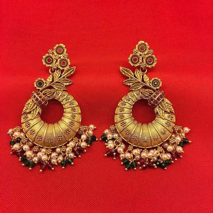 MINAKI Earrings TEMPLE EARRINGS  -  FLORAL CHANDBALIS