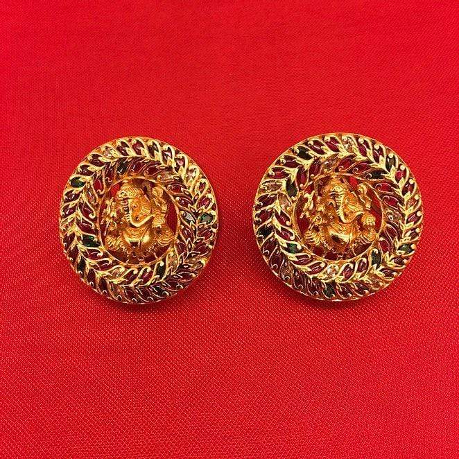 MINAKI Earrings TEMPLE EARRINGS  - GANESHA STUDS