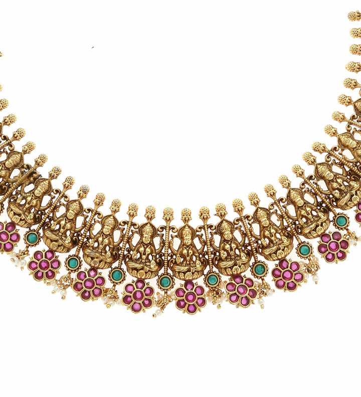 MINAKI TEMPLE JEWELLERY SET : HARIPRIYA- LAXMI TEMPLE SET