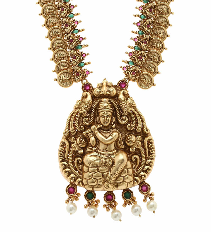 MINAKI TEMPLE JEWELLERY SET : LAXMI KANT /KRISHNA TEMPLE SET