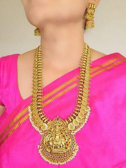 MINAKI Sets TEMPLE JEWELLERY SET  : LAXMI TEMPLE SET (LONG)