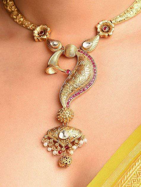 MINAKI Sets TEMPLE JEWELLERY SET : SHANKH TEMPLE SET